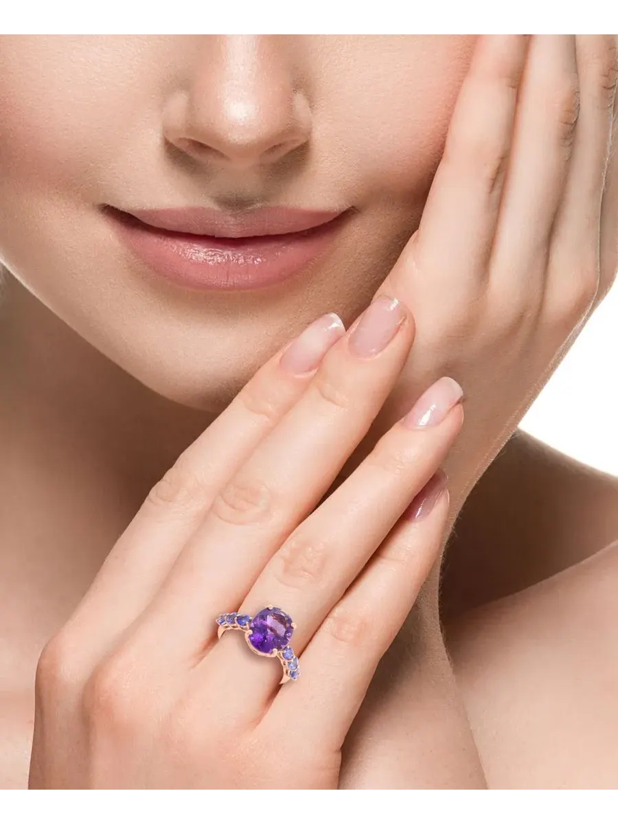 Кольцо с аметистом и танзанитом в оправе из розового золота 14 карат Amethyst (4-1/3 ct. t.w.) & — изображение 3 из 3