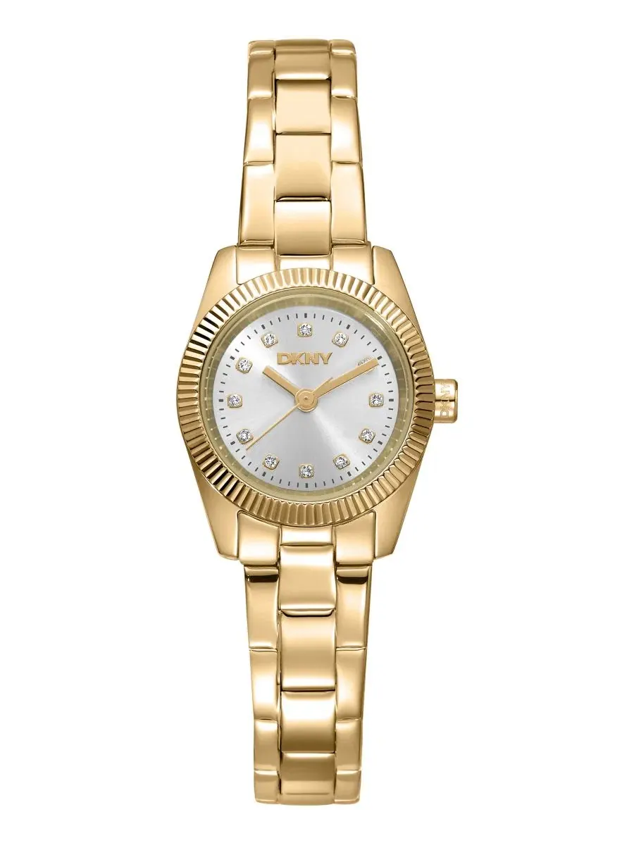 Женские часы Mini Quartz с золотистым браслетом из нержавеющей стали, 23 мм DKNY