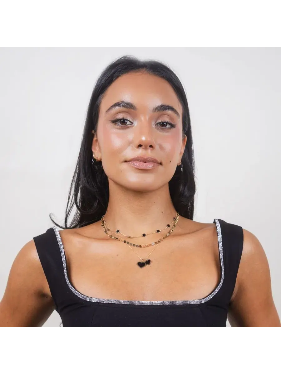 Подвеска-сердце с ониксом 14K желтое золото Onyx Heart Charm 10 мм The Lovery — изображение 3 из 4