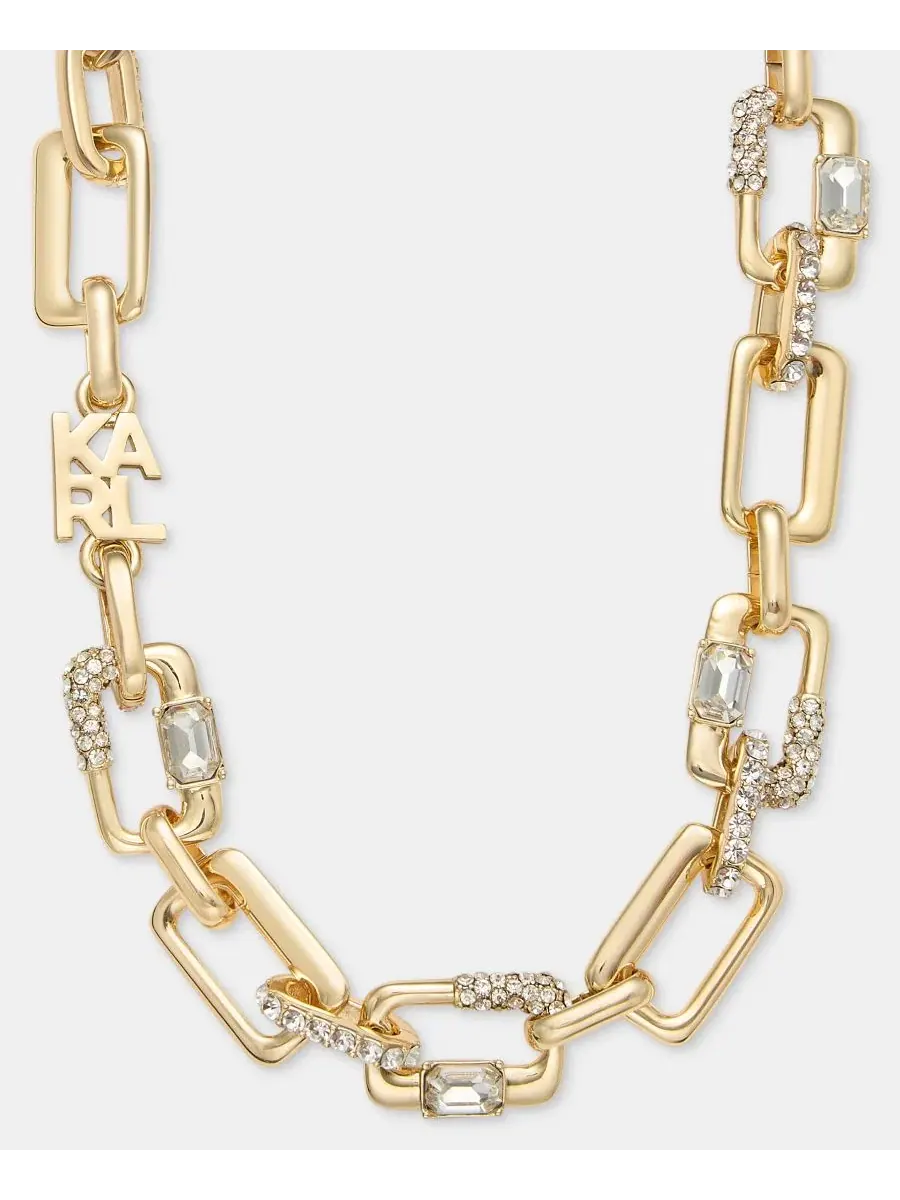 Колье-цепь Logo Pave Link KARL LAGERFELD PARIS — изображение 2 из 5, оттенок белый