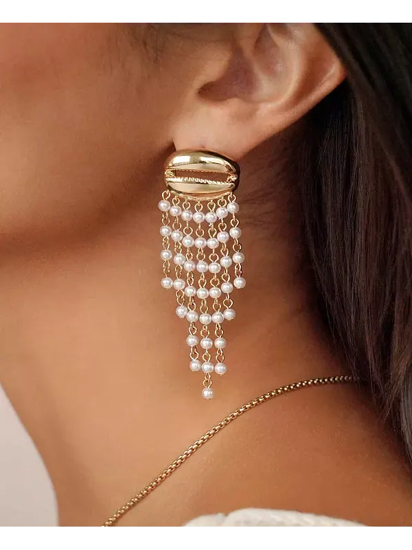 Серьги-Подвески из ракушек Миконоса Ettika — изображение 4 из 4, оттенок золото