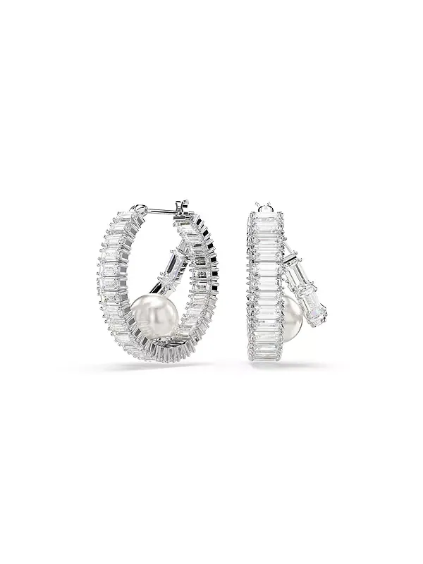 Серьги-Кольца Ariana grande x Swarovski с багетной огранкой и белым родиевым покрытием Swarovski — изображение 1 из 4
