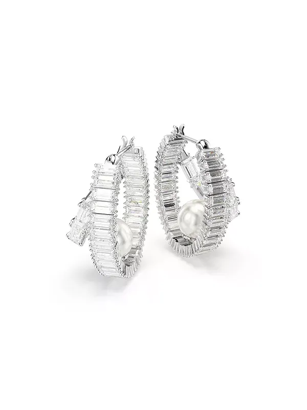 Серьги-Кольца Ariana grande x Swarovski с багетной огранкой и белым родиевым покрытием Swarovski — изображение 3 из 4