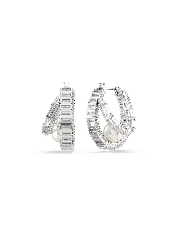 Серьги-Кольца Ariana grande x Swarovski с багетной огранкой и белым родиевым покрытием Swarovski — изображение 4 из 4