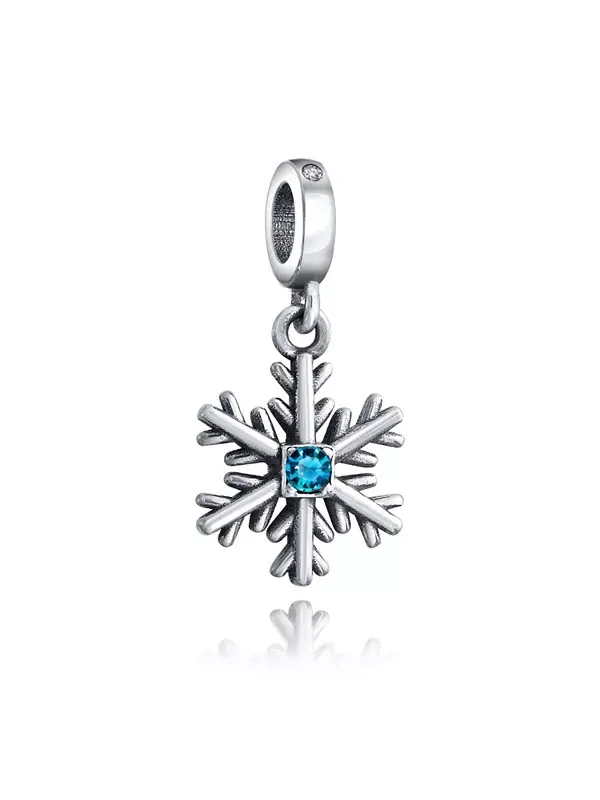 Подвеска-Снежинка с синим зимним кристаллом, серебро 925 пробы Bling Jewelry — изображение 1 из 3, оттенок голубой