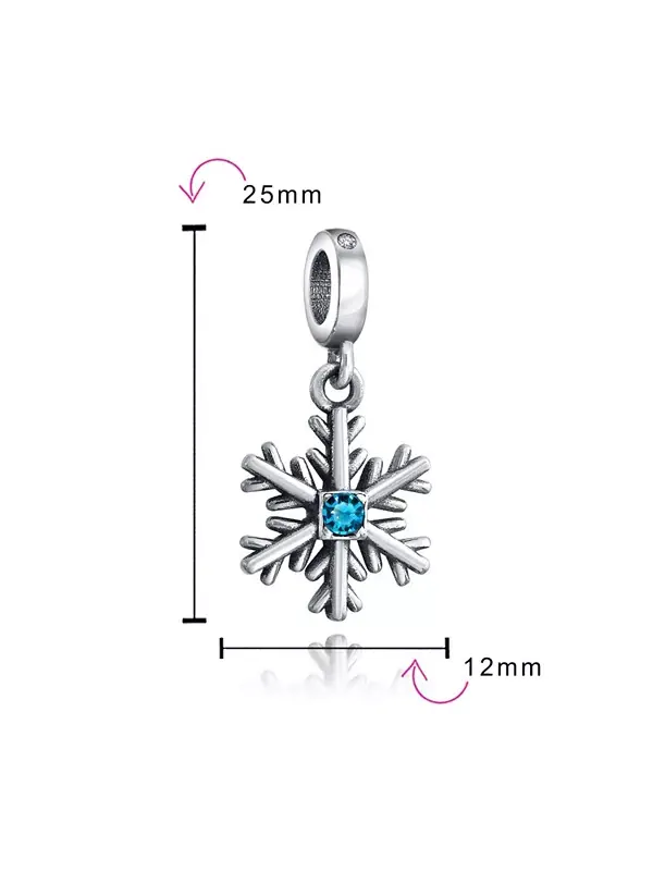 Подвеска-Снежинка с синим зимним кристаллом, серебро 925 пробы Bling Jewelry — изображение 3 из 3, оттенок голубой