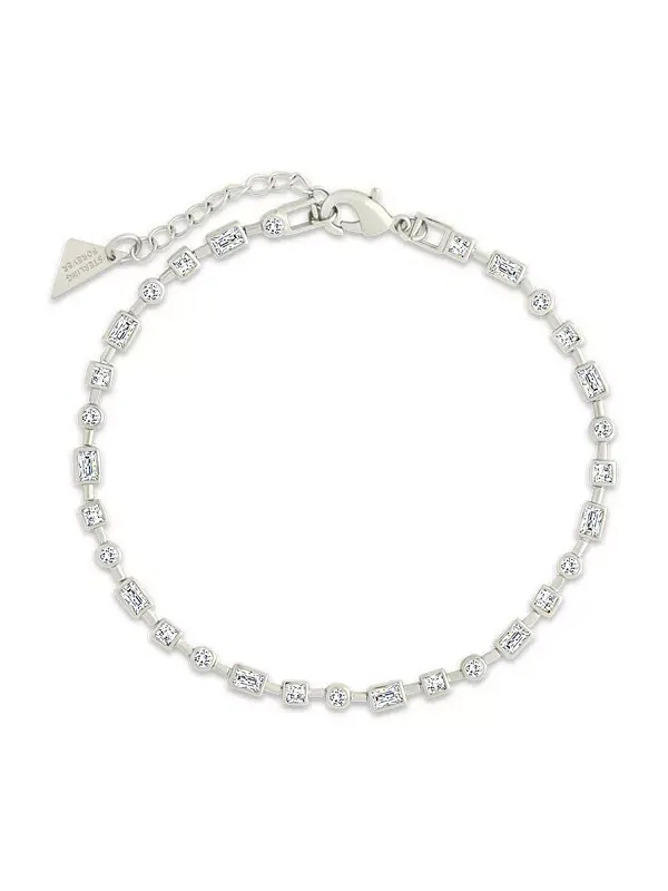Теннисный браслет Camden с кубическим цирконием и шахматным узором Sterling Forever — изображение 1 из 3, оттенок серебряный