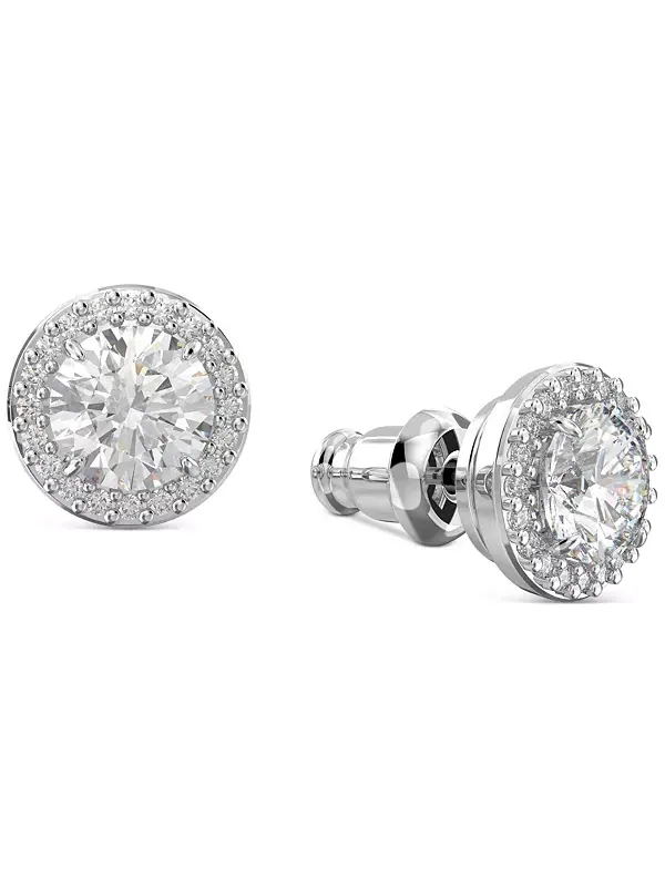 Серьги-Пуговицы Constella Pavé серебристого тона Swarovski — изображение 2 из 4, оттенок серебряный