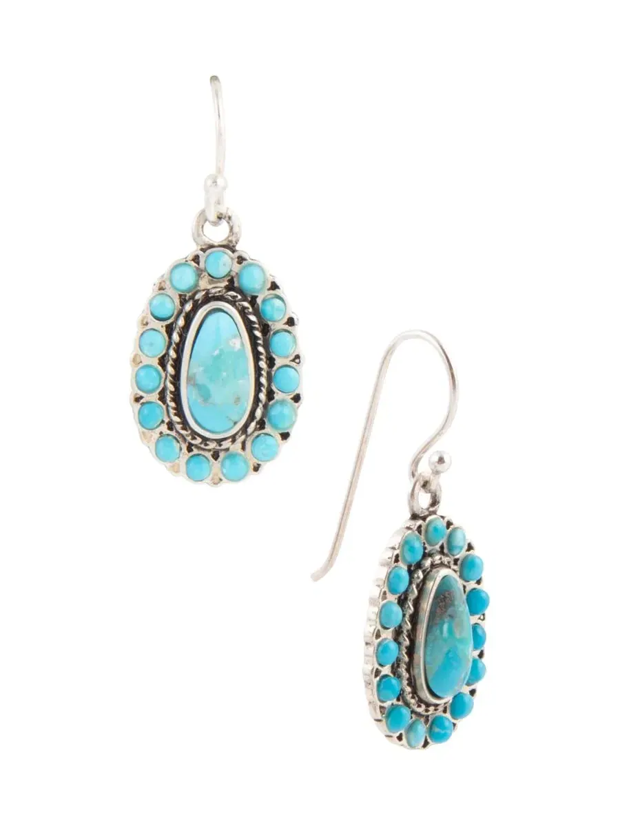 Серьги-подвески с бирюзой Little Sedona Blue Turquoise and Silver Drop Earrings Barse — изображение 1 из 4