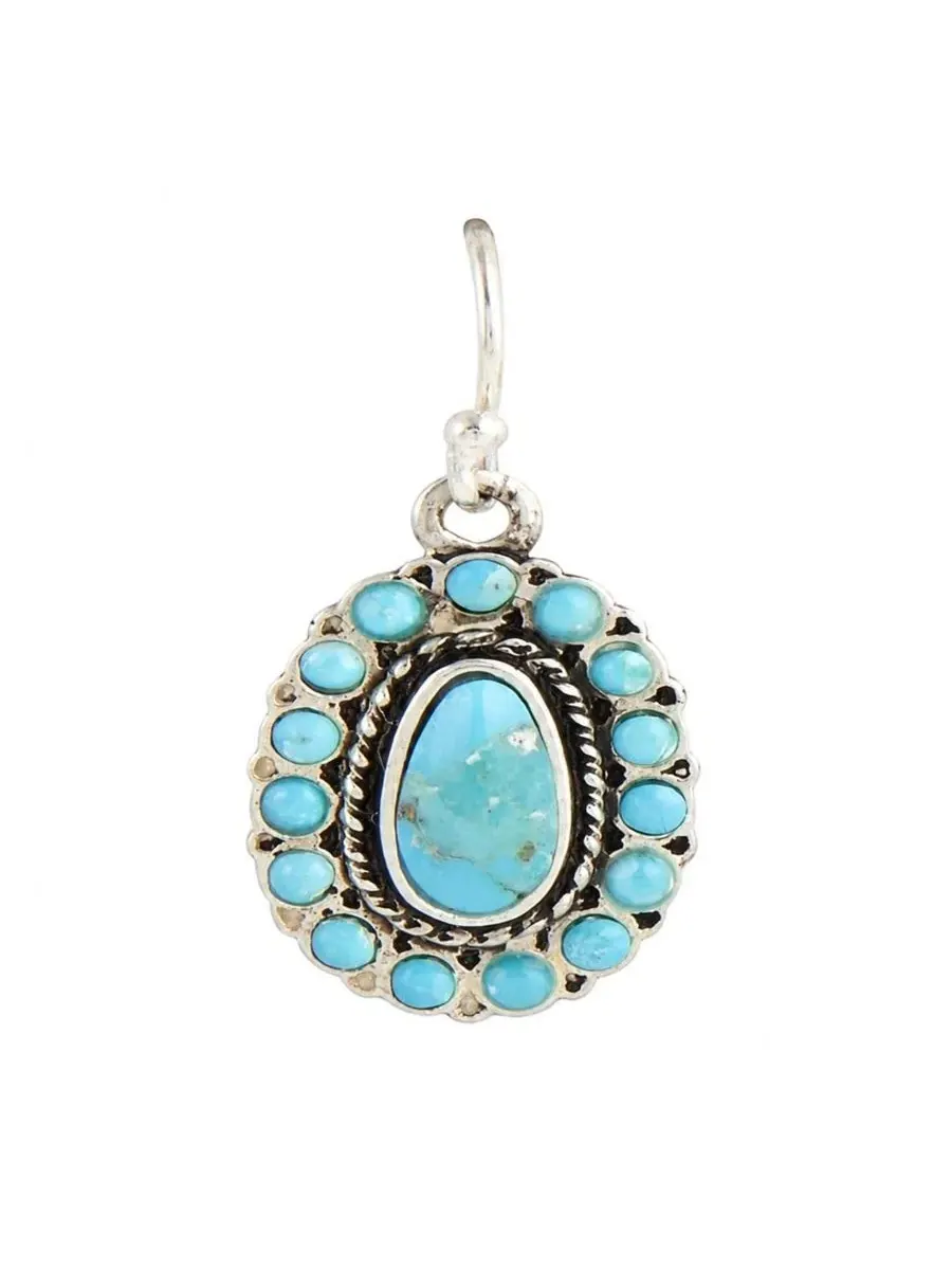 Серьги-подвески с бирюзой Little Sedona Blue Turquoise and Silver Drop Earrings Barse — изображение 2 из 4