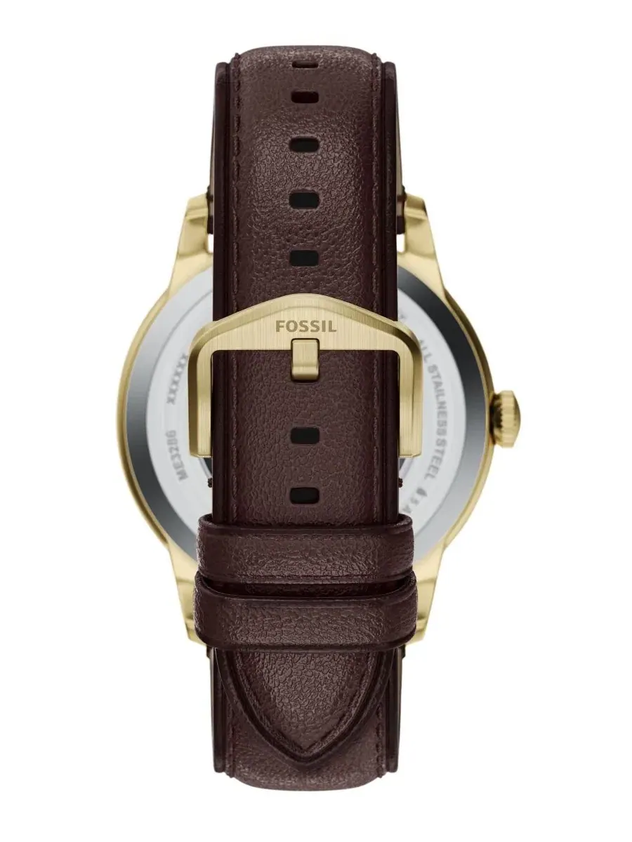 Мужские часы Townsman Automatic с коричневым кожаным ремешком, 44 мм Fossil — изображение 2 из 5, оттенок коричневый