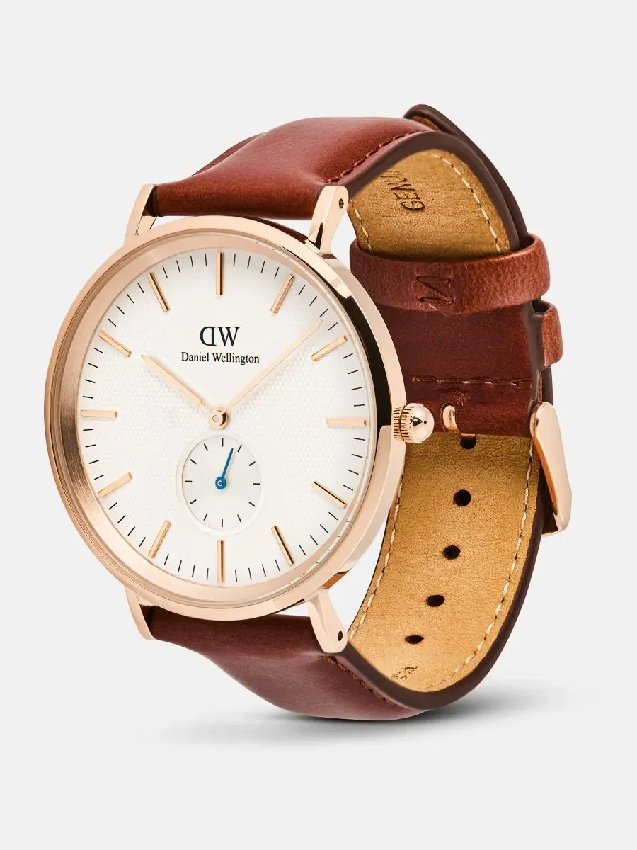 Мужские часы с кожаным ремешком, 40 мм Daniel Wellington — изображение 2 из 5, оттенок коричневый