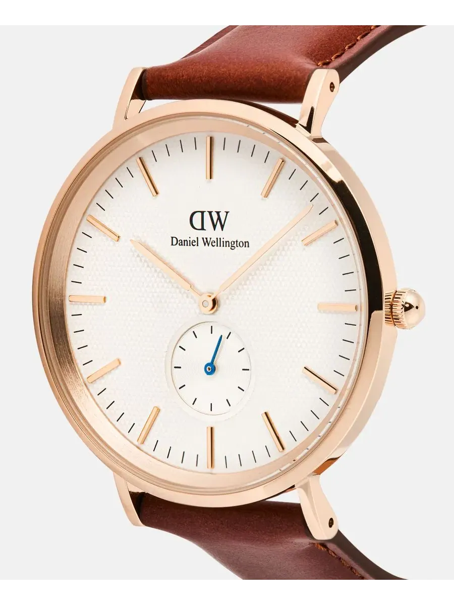 Мужские часы с кожаным ремешком, 40 мм Daniel Wellington — изображение 3 из 5, оттенок коричневый