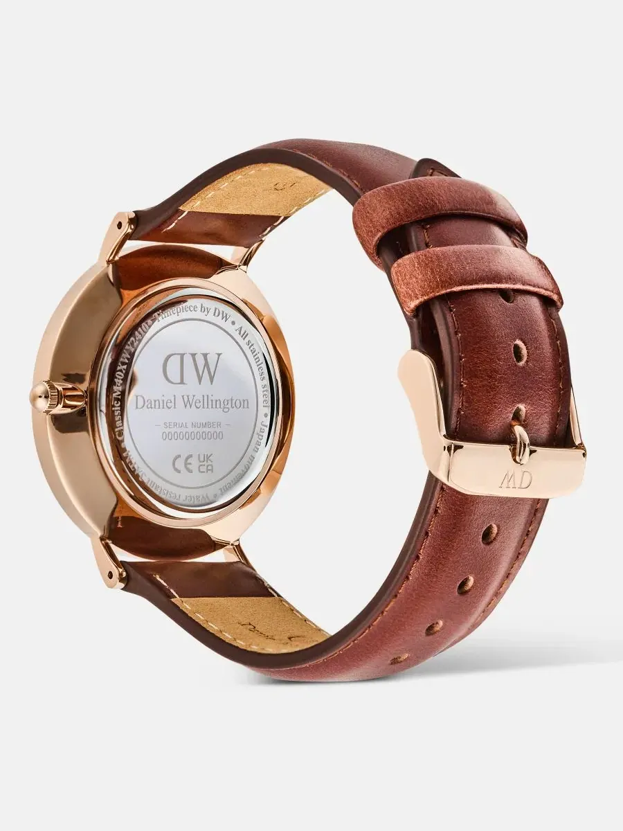 Мужские часы с кожаным ремешком, 40 мм Daniel Wellington — изображение 4 из 5, оттенок коричневый