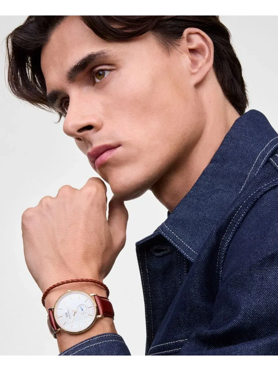 Мужские часы с кожаным ремешком, 40 мм Daniel Wellington — изображение 5 из 5, оттенок коричневый