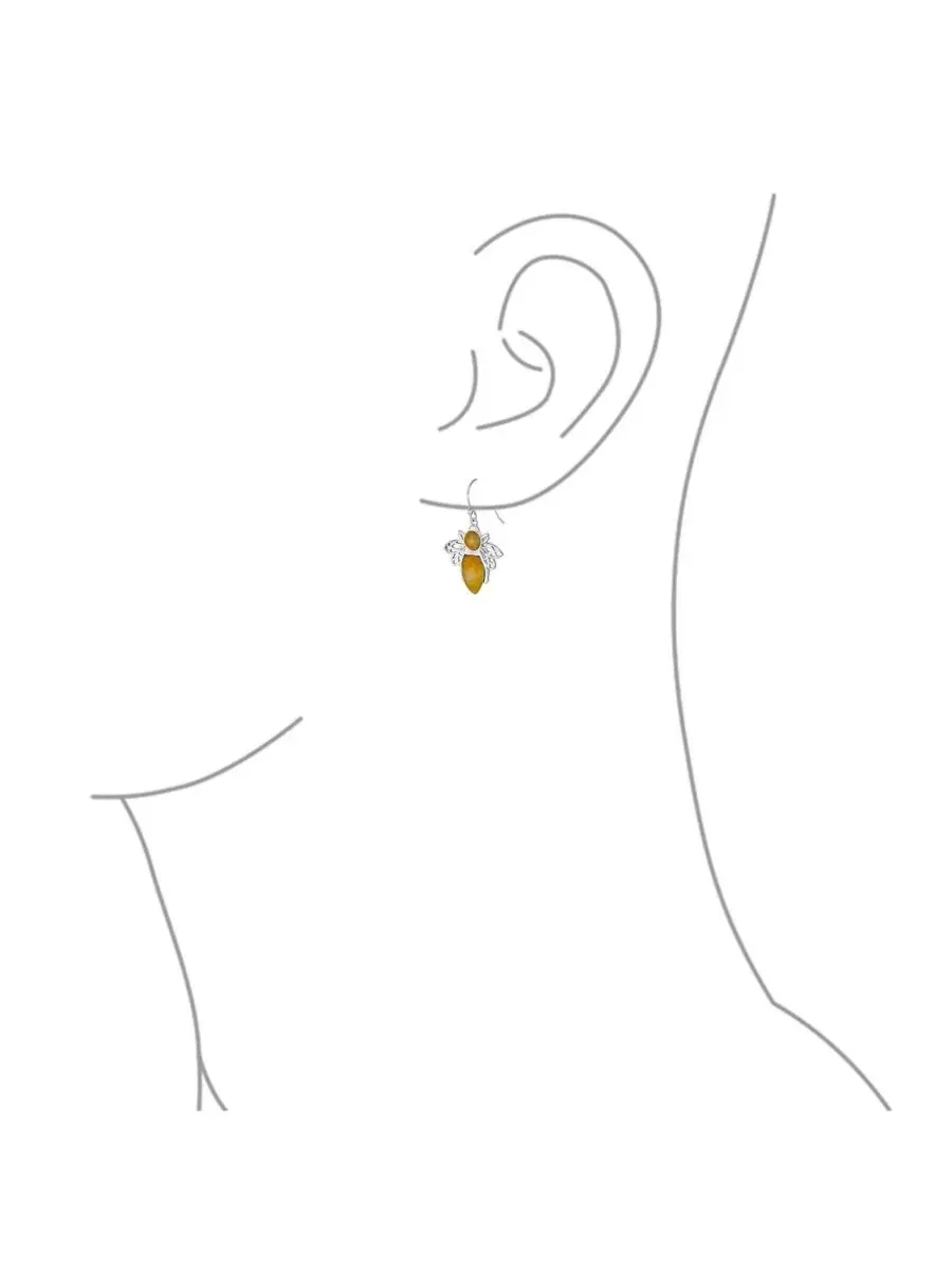 Серьги-подвески с мотивом пчелы Jade Queen Bumble Bee Bling Jewelry — изображение 3 из 4, оттенок желтый