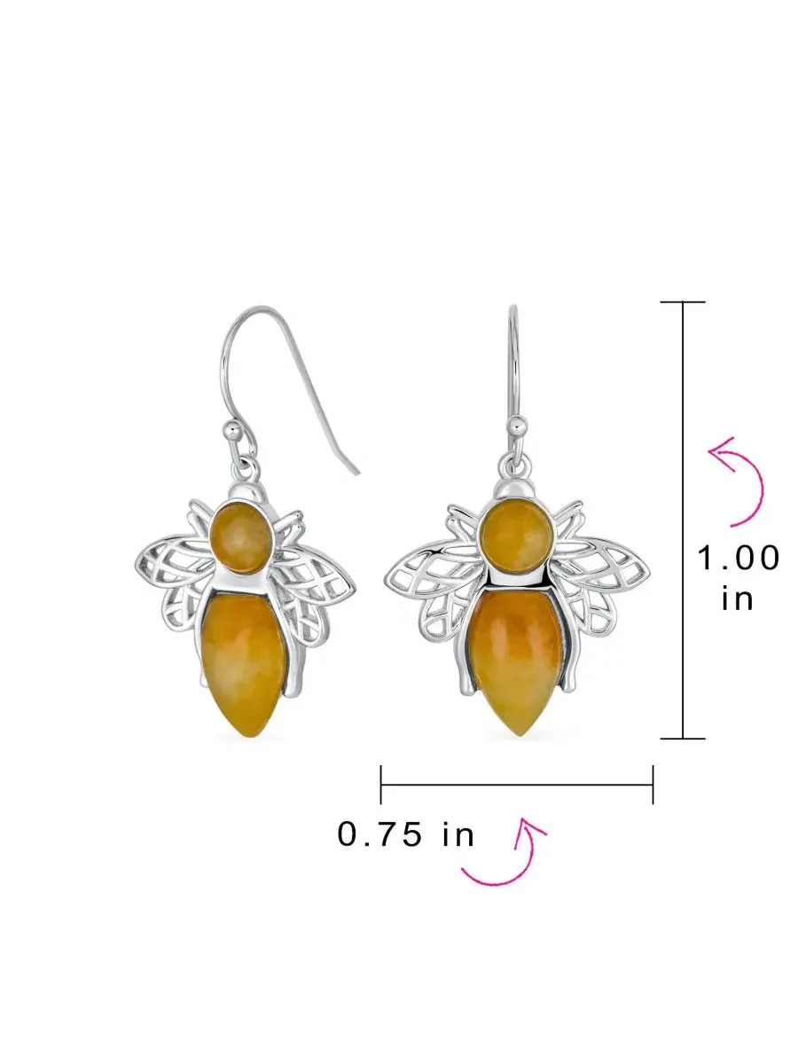 Серьги-подвески с мотивом пчелы Jade Queen Bumble Bee Bling Jewelry — изображение 4 из 4, оттенок желтый