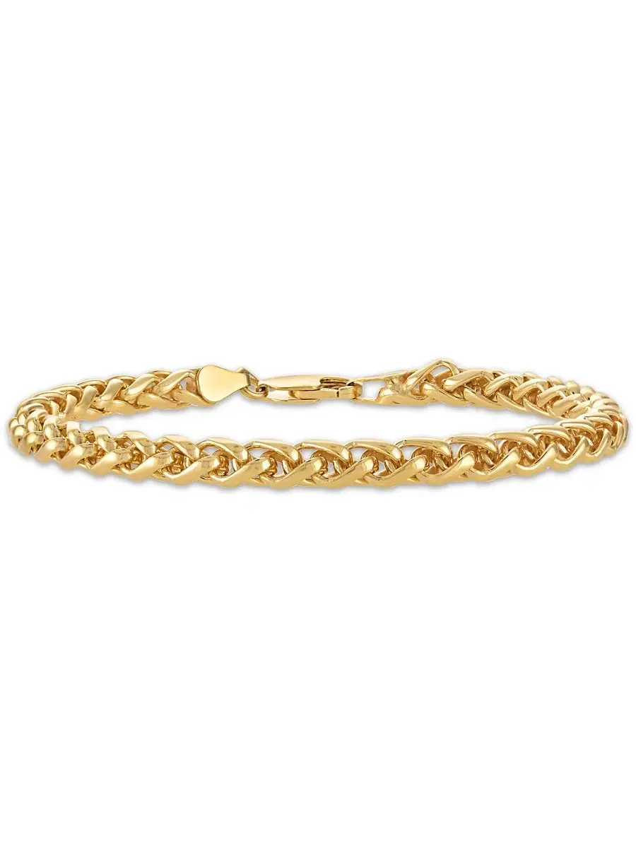 Браслет Wheat Link Chain из стерлингового серебра с покрытием 14k золотом Esquire Men's Jewelry — изображение 2 из 4