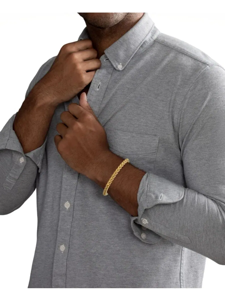 Браслет Wheat Link Chain из стерлингового серебра с покрытием 14k золотом Esquire Men's Jewelry — изображение 4 из 4