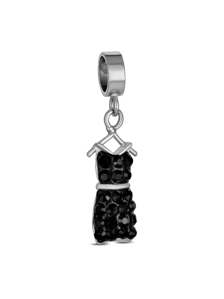 Модный браслет с подвеской из хрусталя и бусинами для европейского стиля Bling Jewelry — изображение 1 из 4, оттенок черный