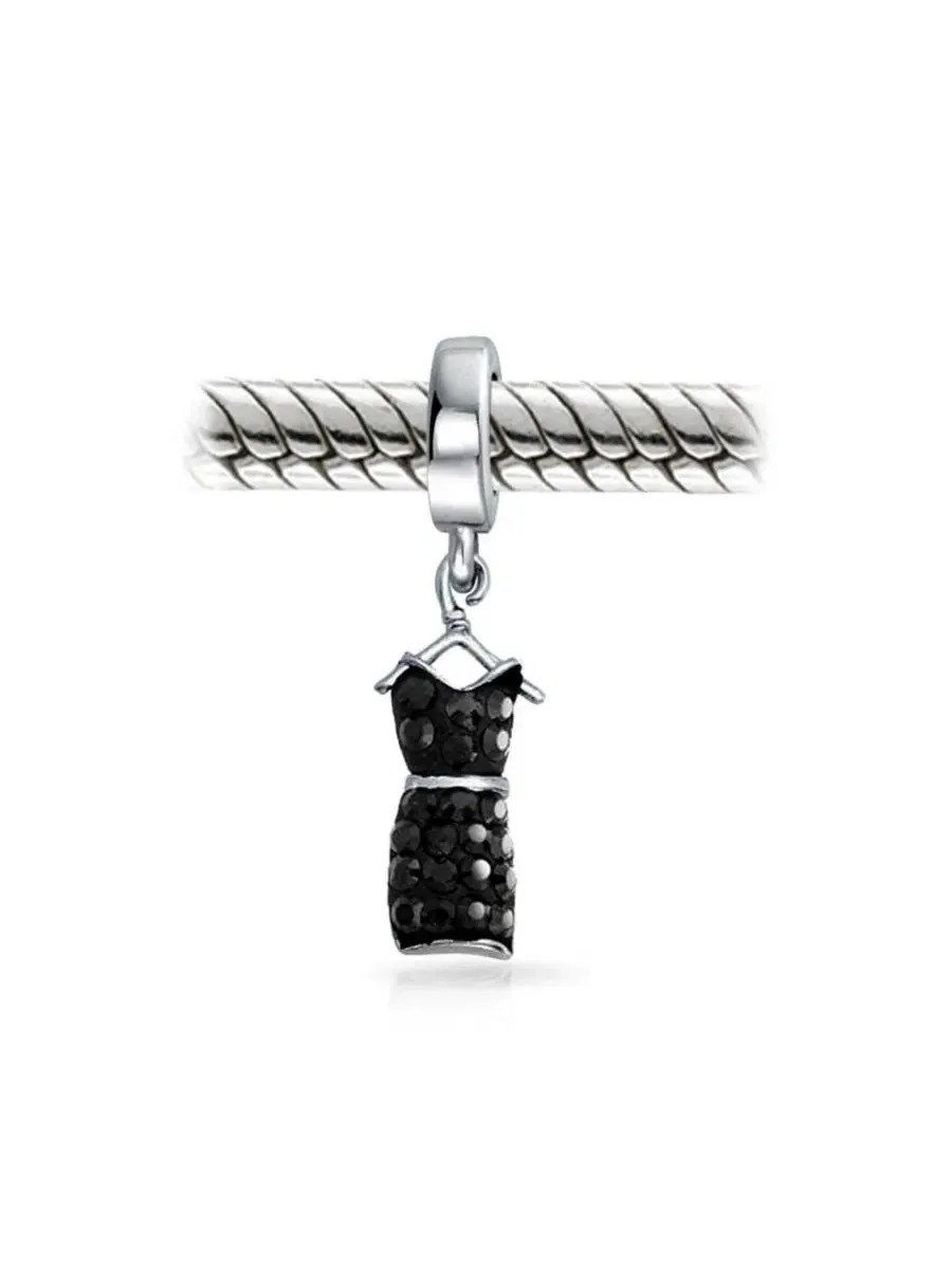 Модный браслет с подвеской из хрусталя и бусинами для европейского стиля Bling Jewelry — изображение 2 из 4, оттенок черный