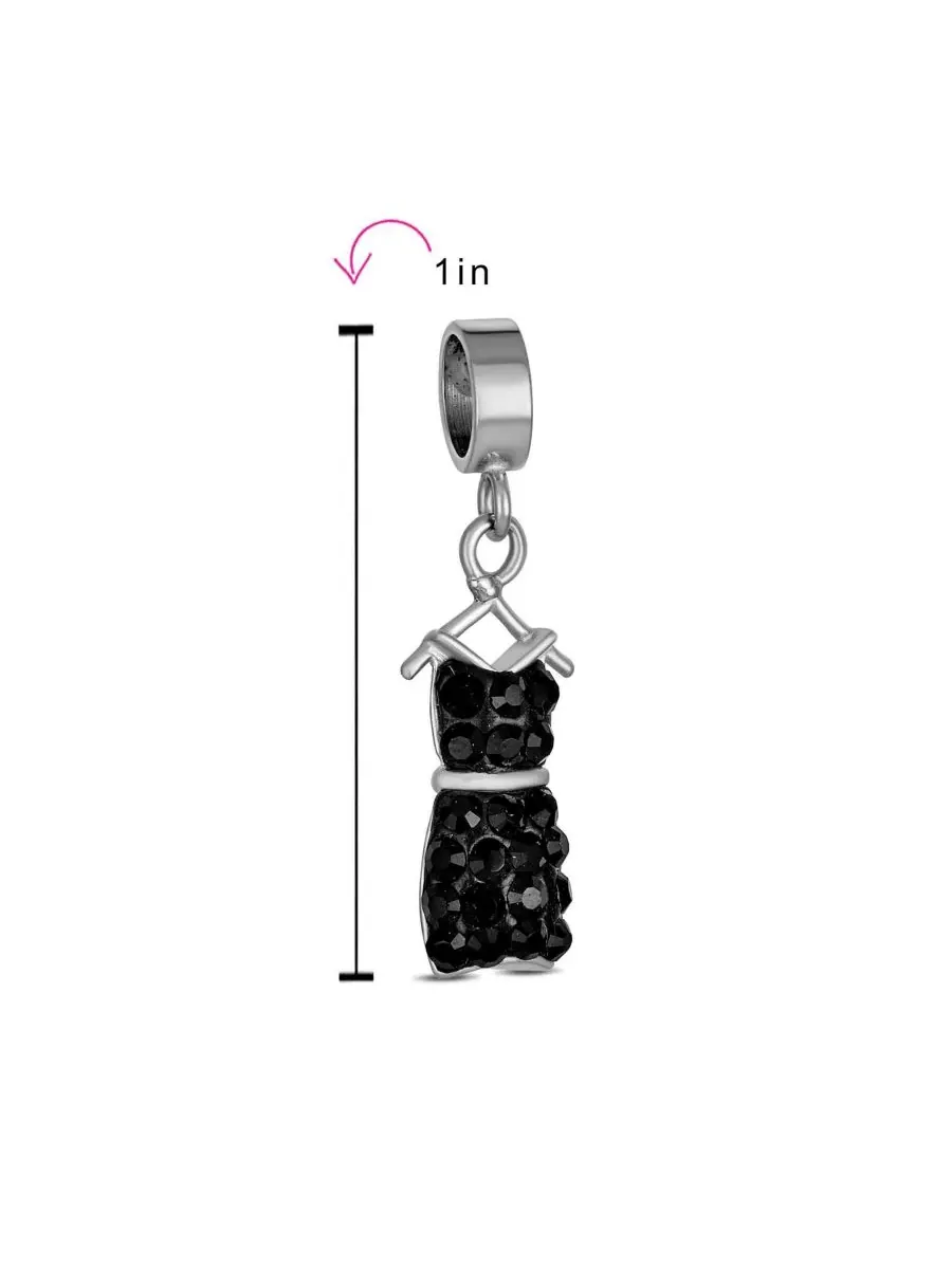 Модный браслет с подвеской из хрусталя и бусинами для европейского стиля Bling Jewelry — изображение 3 из 4, оттенок черный