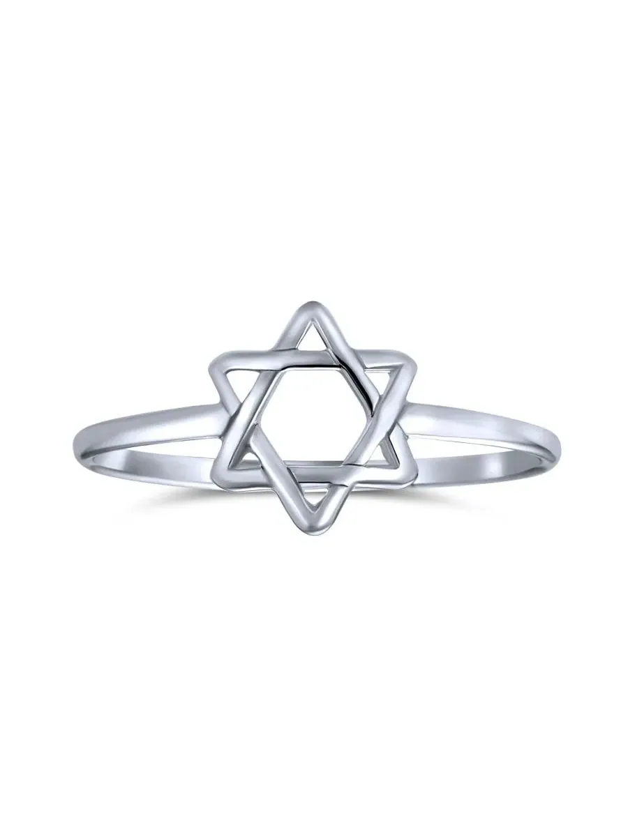 Кольцо из стерлингового серебра 925 пробы с узором, модель Star of David Bling Jewelry — изображение 1 из 3
