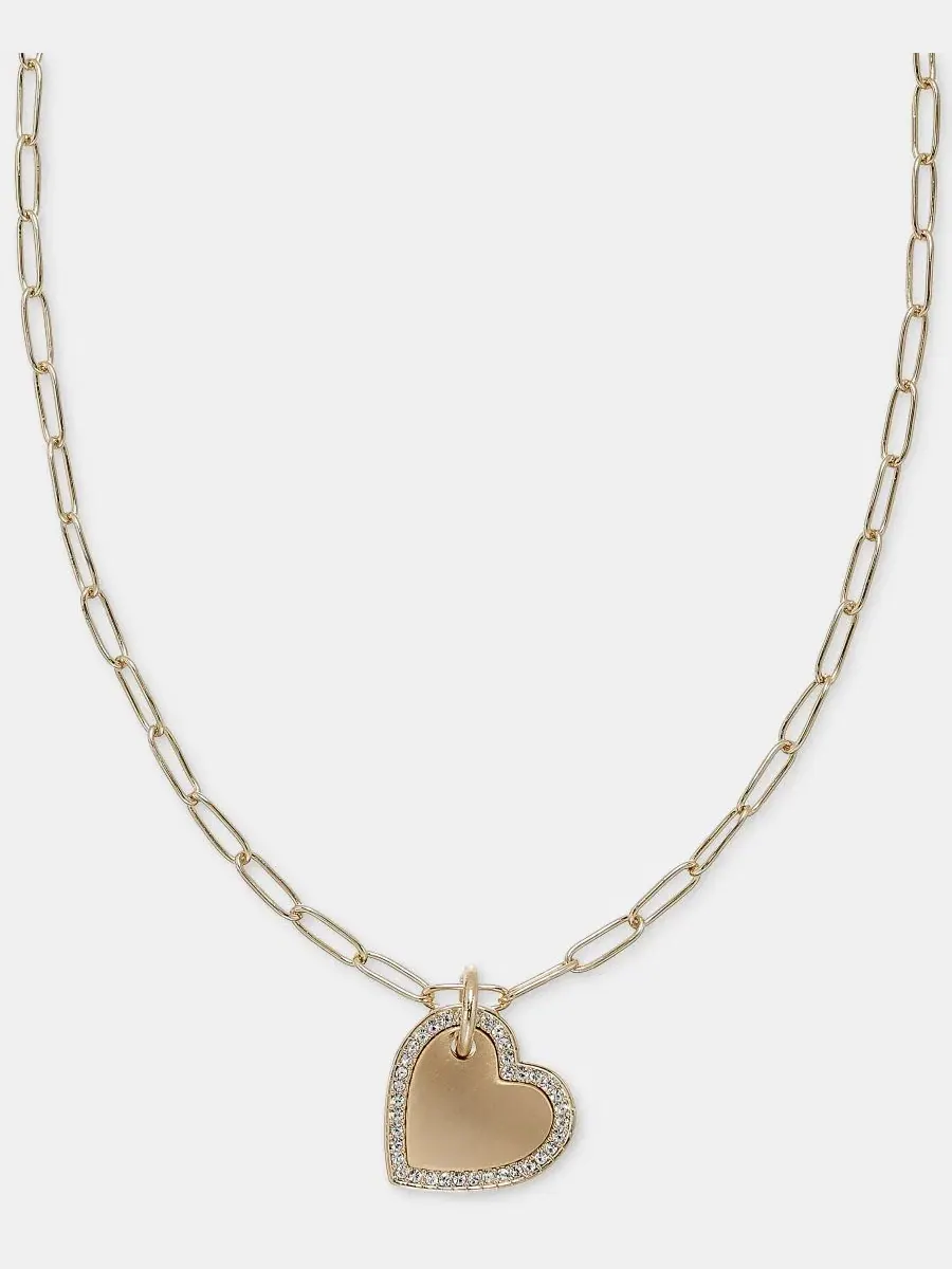 Подвеска-сердце с кристаллами, модель Pavé Heart Pendant DKNY — изображение 2 из 4, оттенок прозрачный