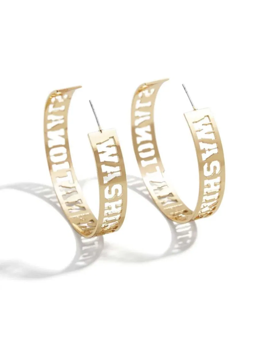 Серьги-кольца с лазерной гравировкой Washington Nationals WEAR by Erin Andrews — изображение 1 из 1, оттенок золото