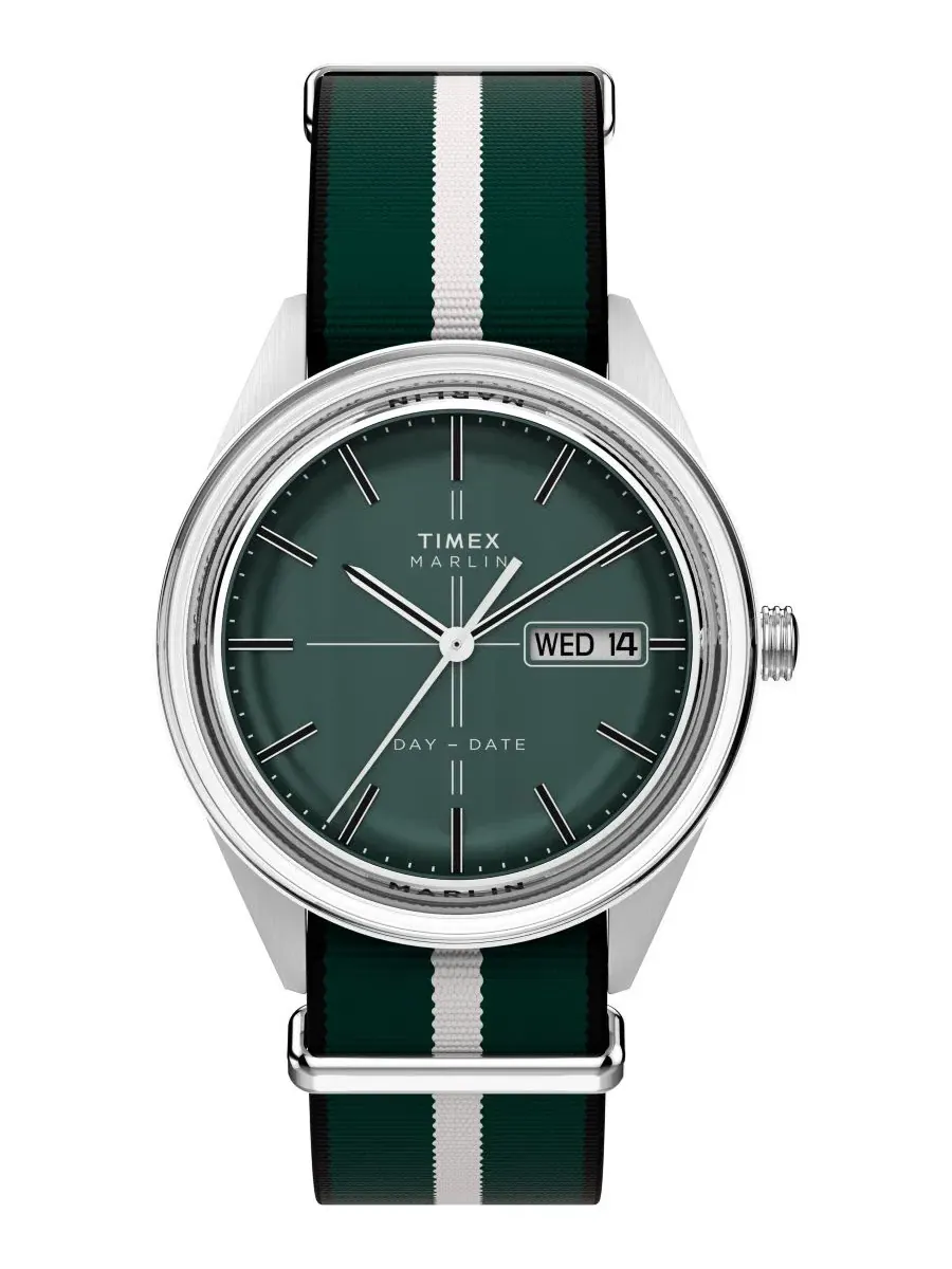 Мужские кварцевые аналоговые часы с зеленым тканевым корпусом, 38 мм Timex — изображение 1 из 7, оттенок зеленый