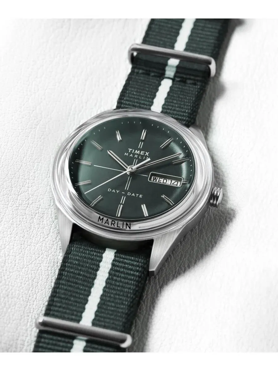 Мужские кварцевые аналоговые часы с зеленым тканевым корпусом, 38 мм Timex — изображение 7 из 7, оттенок зеленый