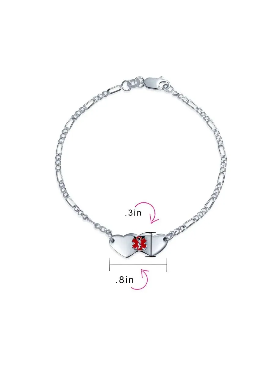 Серебряный браслет-медицинский ID с подвеской-сердцем Bling Jewelry — изображение 4 из 4