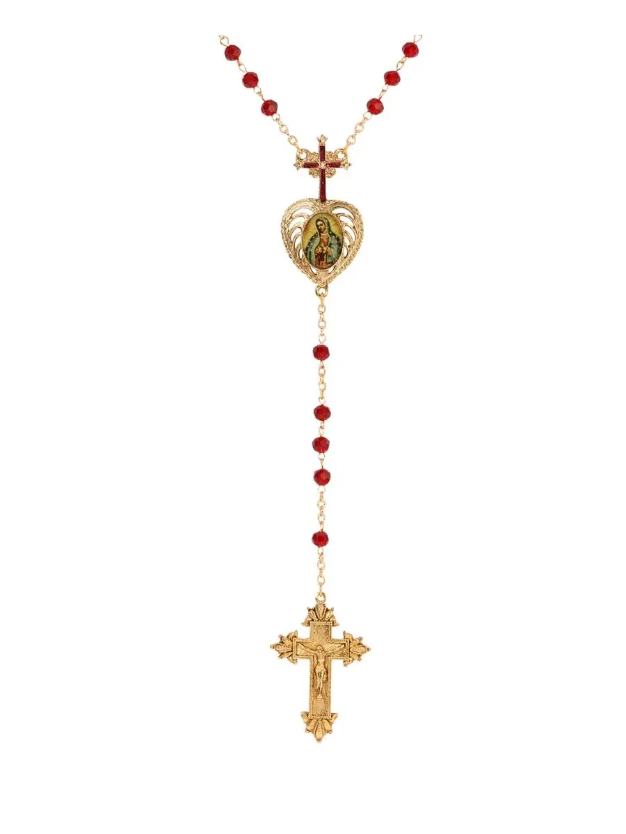 Ожерелье-четки с медальоном Сердце Леди Гваделупской Symbols of Faith — изображение 2 из 4, оттенок красный
