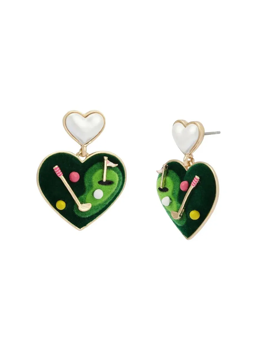 Серьги-подвески в форме сердца из искусственного перламутра Betsey Johnson — изображение 1 из 4, оттенок зеленый