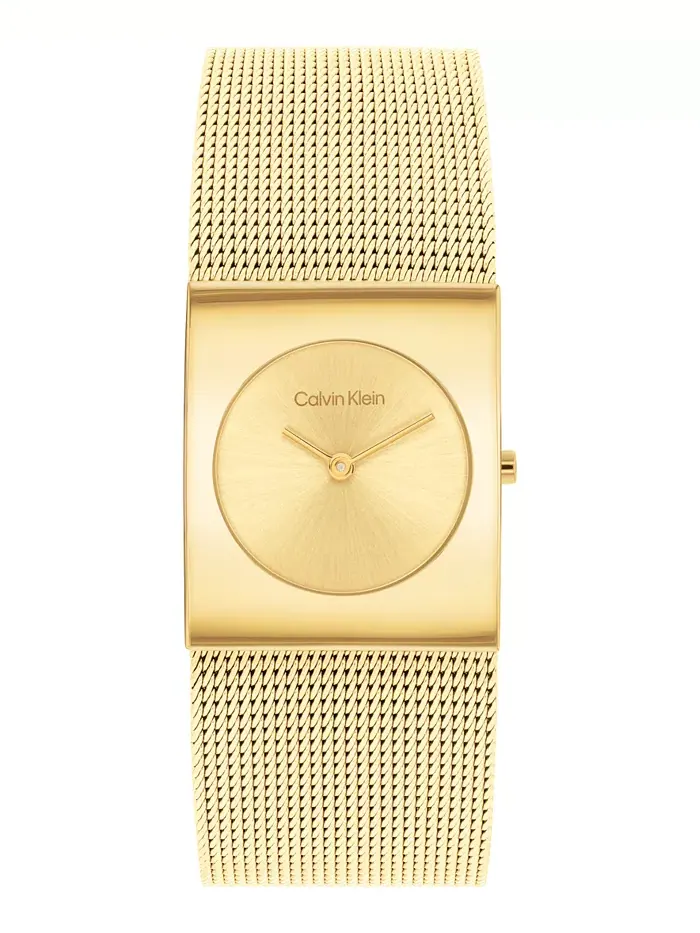 Женские часы Pulse Gold-Tone из нержавеющей стали с сетчатым браслетом, 26.40 мм Calvin Klein