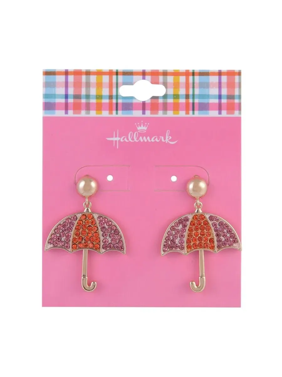 Серьги-подвески с зонтиком и камнями Stone Umbrella Earrings Hallmark — изображение 4 из 4, оттенок нет цвета