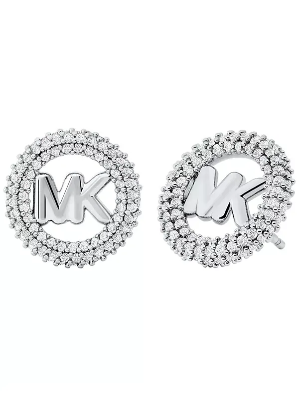 Серьги-Гвоздики с маленьким логотипом в серебристом тоне Michael Kors — изображение 1 из 3, оттенок серебряный