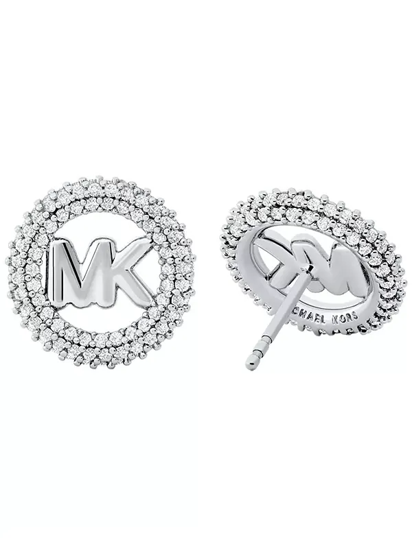 Серьги-Гвоздики с маленьким логотипом в серебристом тоне Michael Kors — изображение 2 из 3, оттенок серебряный