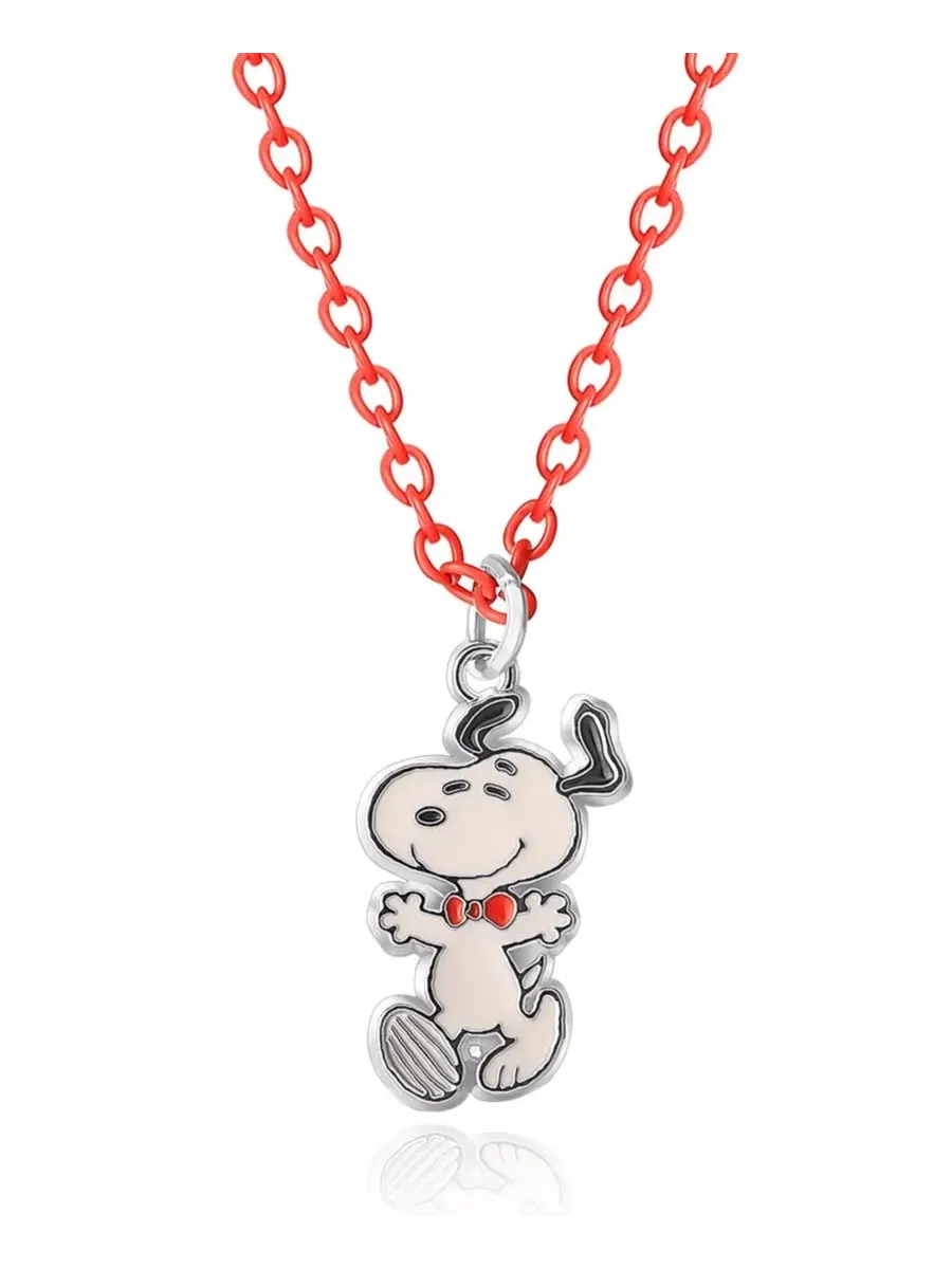 Модный комплект из колье и сережек с изображением Снупи, цепочка 16 + 8 см Peanuts — изображение 2 из 4