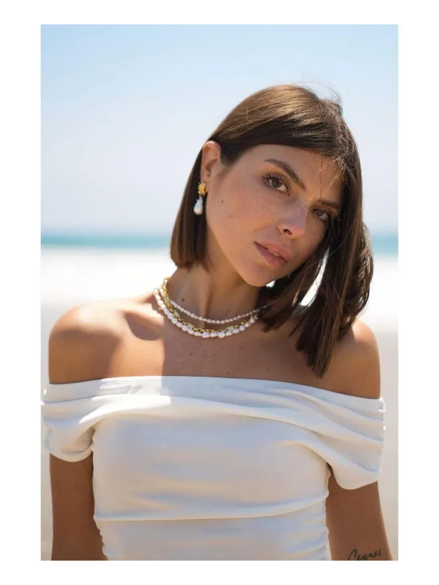 Серьги-капли Leah Seashell с пресноводным жемчугом в стиле барокко Classicharms — изображение 2 из 10, оттенок золото