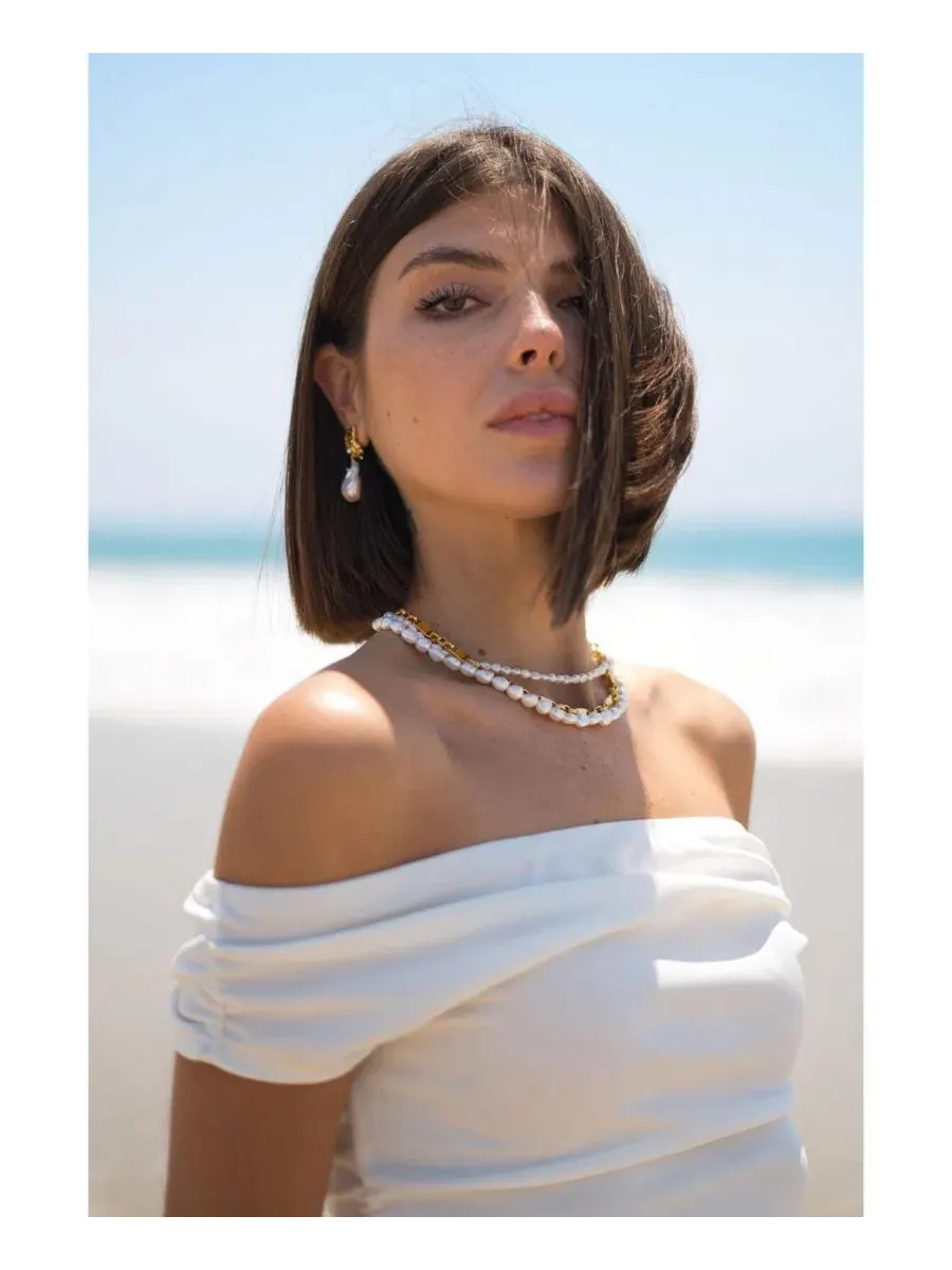 Серьги-капли Leah Seashell с пресноводным жемчугом в стиле барокко Classicharms — изображение 5 из 10, оттенок золото