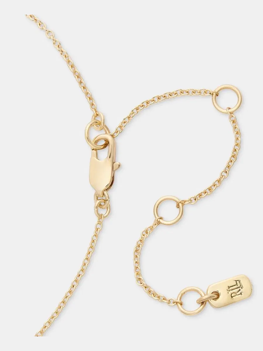 Подвеска в форме коробки с синим камнем, золотистого цвета, на цепочке Lauren Ralph Lauren — изображение 3 из 5
