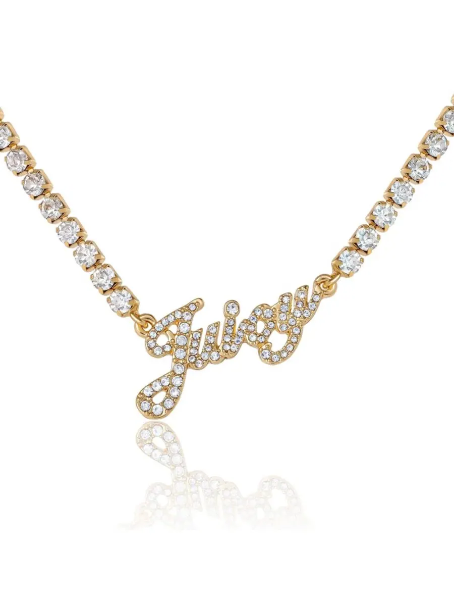 Колье с логотипом и цепочкой, инкрустированной стразами Juicy Couture