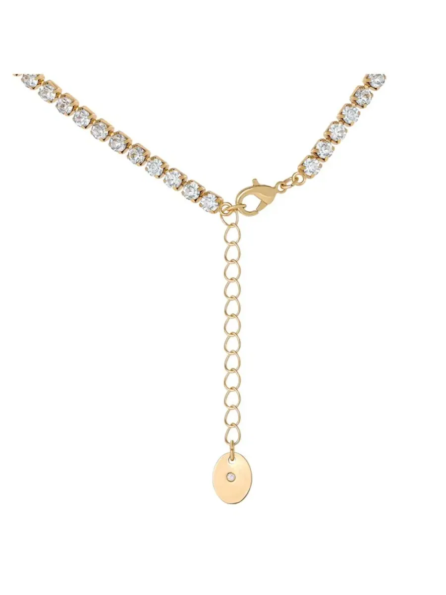 Колье с логотипом и цепочкой, инкрустированной стразами Juicy Couture — изображение 6 из 7, оттенок золото
