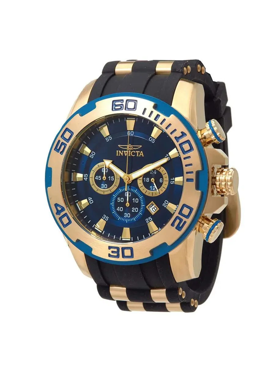 Мужские кварцевые часы-хронограф Pro Diver 22341 с циферблатом Invicta — изображение 1 из 3, оттенок черный/золотистый