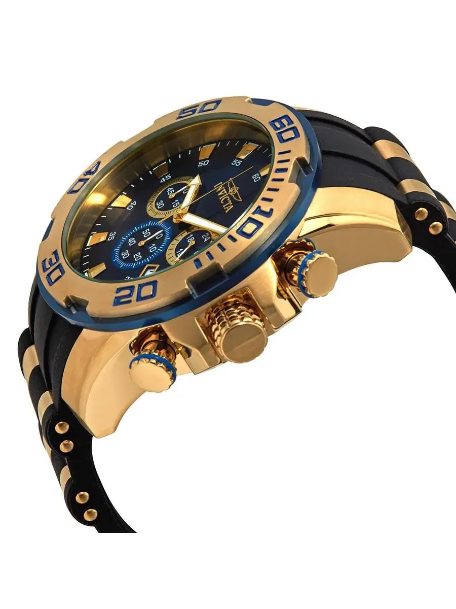 Мужские кварцевые часы-хронограф Pro Diver 22341 с циферблатом Invicta — изображение 2 из 3, оттенок черный/золотистый