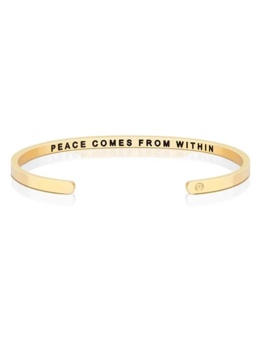 Браслет с гравировкой Peace Comes From Within Mantra — изображение 1 из 3, оттенок желтый золотистый