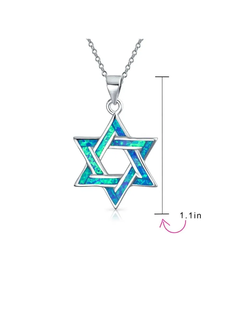 Подвеска-кулон с синтетическим опалом, модель Star of David Bling Jewelry — изображение 4 из 4, оттенок синий