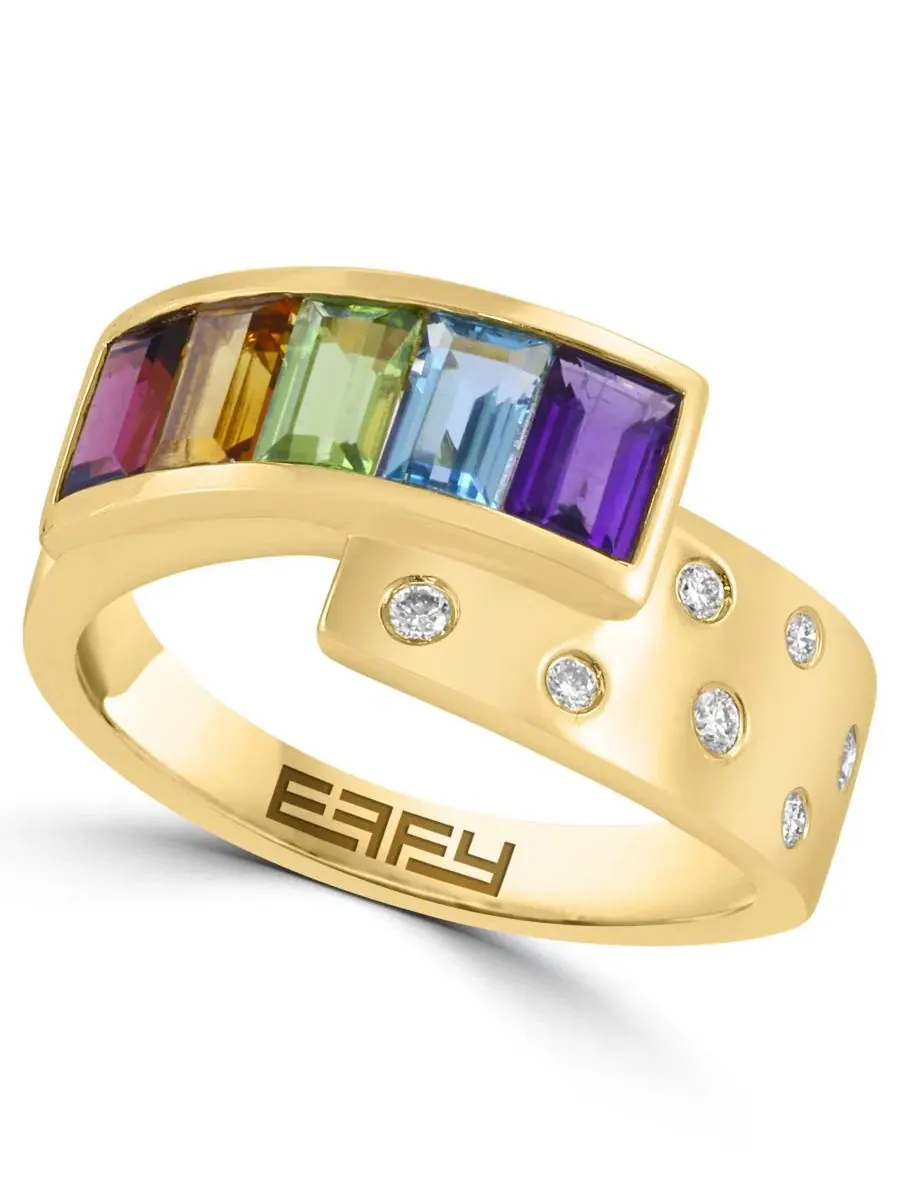 Кольцо с мульти-самоцветами и бриллиантами EFFY Collection — изображение 1 из 3, оттенок желтый золотистый
