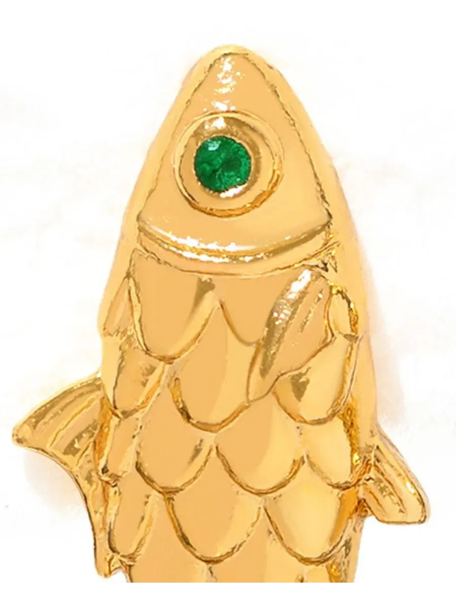 Серьги-гвоздики с рыбками и кристаллами Gone Fishing Studs Girls Crew — изображение 2 из 3, оттенок золото